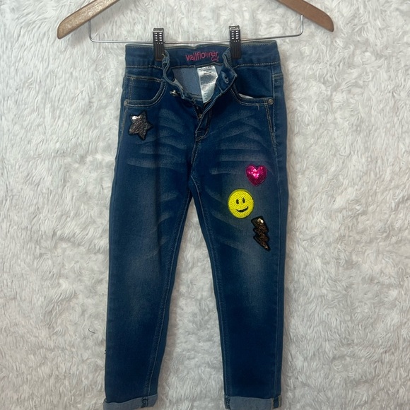 Girl Embroidered Patched Jeans Size 8 - Picture 1 of 7